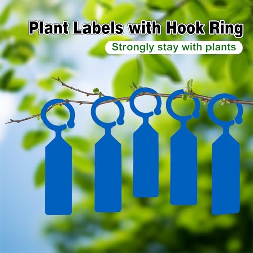 Plant Labels Yuanling 100Pcs Plastic Waterproof Plant Tree Tags Nursery Garden Markers for Indoor Outdoor Gardening Plants Vegetables Flowers Potted (Dark Blue Color with 1 Marker Pen) - color: Dark Blue