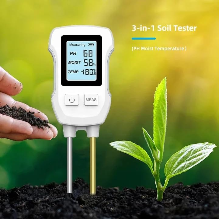 3-in-1 Soil Moisture Meter, Soil Moisture Test & PH Meter/Sunlight Intensity, Backlight LCD Display for Gardening, Farming and Outdoor Plants