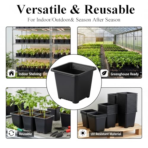 25 Packs Square Nursery Pots for Plants 3.5 Inch Seedling Pots with Holes - size: 3.5 Inch