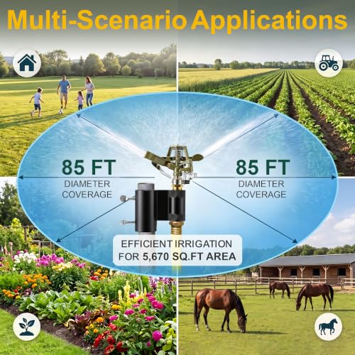T Post Impact Sprinkler, Zinc Alloy 360°Garden Sprinkler Fit T U Round Post