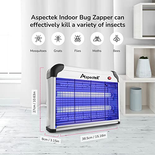 ASPECTEK Electric Bug Zapper, 20W UV Bulbs, Fly, Mosquito, Gnat and Moth Control, Indoor and Covered Outdoor Use for Home, Garage, Patio and Farm, Includes 2 Replacement Bulbs - style: 20W Bug Zapper + 2x10W Bulbs