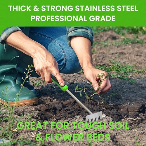 Garden GURU Stainless Steel Hand Rake Cultivator Tiller Tool - Stainless Steel for Ultimate Strength - Rust Resistant - Ergonomic Handle - Great for Gardening Cultivating Loosening Weeding Mulching - size: 1 Pack