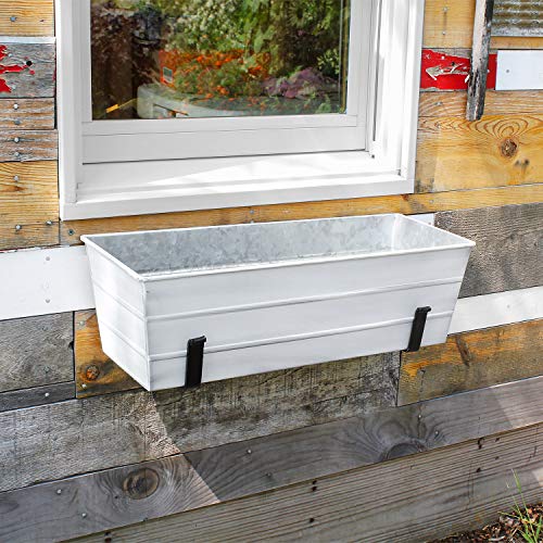 Achla Designs Medium White Flower Box with Wall Brackets