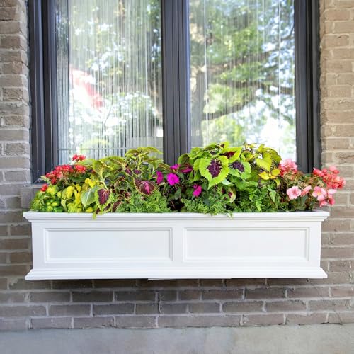 Mayne Fairview 48in Self-Watering Rectangular Window Box Planter, White - color: White, size: 48in