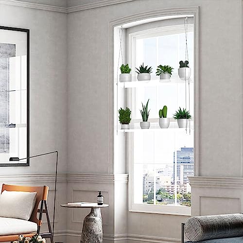 2-Tier Hanging Clear Plant Shelves for Windows,16 Inch per Tier - size: 2 Tier