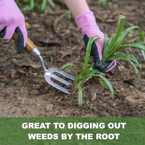 Haliaeetus Garden Hand Fork, 12.3'' Hand Weeding Fork with Sharp Tine