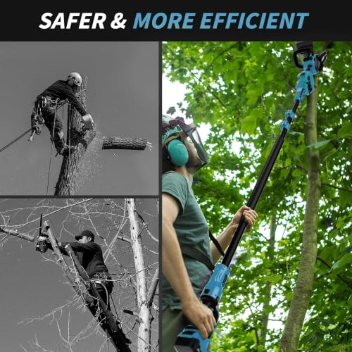 2-in-1 Brushless Cordless Pole Saw, 8 Inch Electric Pole Chainsaw for Makita 18V Battery(Not Included)14.8 FT Max Extension, Multi-Angle Power Chainsaw w/Pole for Tree Trimming, Wood Cutting