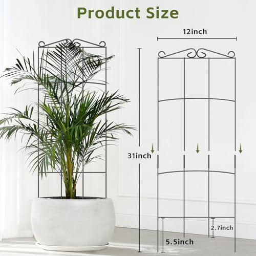 Trellis for Climbing Plants Indoor, 4 Pack 31'' Metal Plant Trellis Indoor for Potted Plants, Sturdy Plant Support Outdoor for Ivy Pothos Monstera Hoya Flower Vine, Rectangular Shape - size: 31'' Rectangular Shape