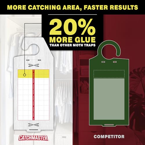 Catchmaster Clothing Moth Traps with Premium Extra Strength Odorless Pheromone Technology – XL Hardwood Design, Extra-Strength Glue – Traps & Targets Casemaking and Webbing Moths - 6-Pack - color: Hardwood