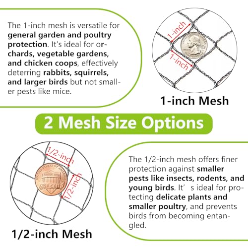 POYEE 25x50ft Bird Netting, 1 inch Mesh, Heavy Duty Garden Netting - size: 25 x 50 FT
