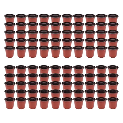 Plastic Planter Nursery Seedlings Pots - 5.5 Inches 100Pcs Flower Plant Container Seed Starting Pot for Outdoor Succulents Seedlings Cuttings Transplanting - size: 5.5 x 4 x 3 in