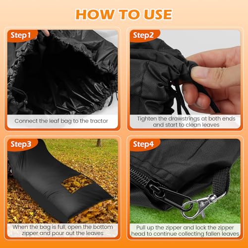 Tryly 94"x56" 420D Oxford Lawn Tractor Grass Bag for 54" Riding Mowers - size: 94 x 56 Inch