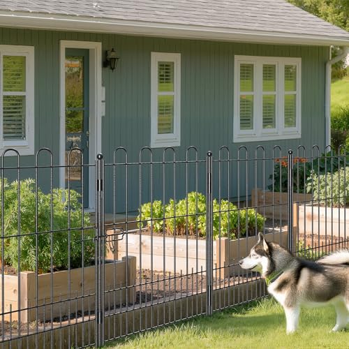 DurayLoly 5 Panels Garden Fence with Gate, 39.5" H Tall Animal Barrier - size: 5 Panels 39.51in (H) X 11.54ft (L)-With Gate