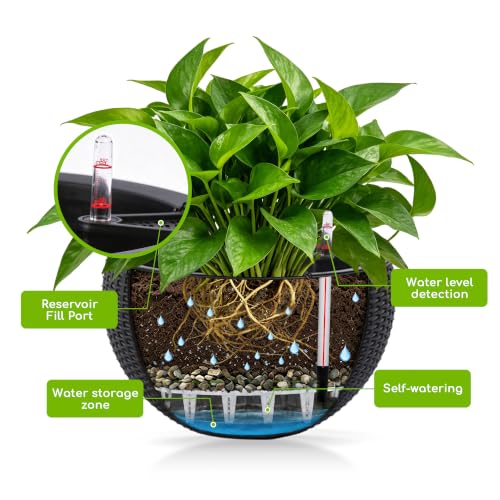 2 Pack 13.5” Self-Watering Hanging Baskets for Plants Outdoor, Self-Watering Pots for Indoor Plants, Black - color: Black