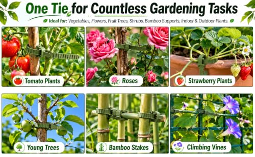 GEZICHTA 10 PCS Tree Stake Support Bands, Heavy Duty Adjustable Interlock Tree Plant Ties, Reusable Garden Plants Shrub Ties 9.4 inch(Green), free size