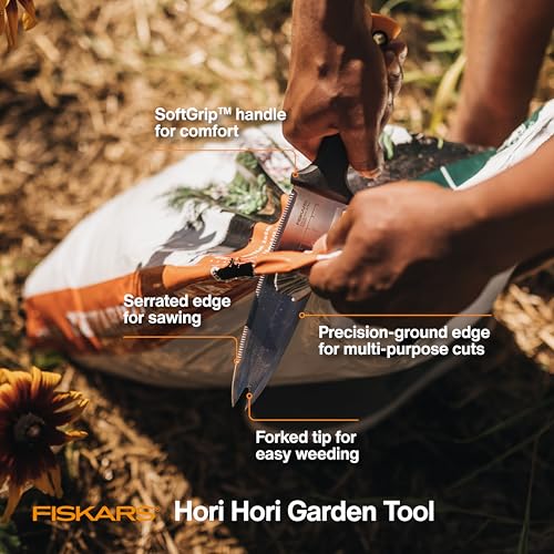 Fiskars Hori Hori Garden Knife with Sheath, Heavy Duty Gardening Hand Tool - style: Hori Knife