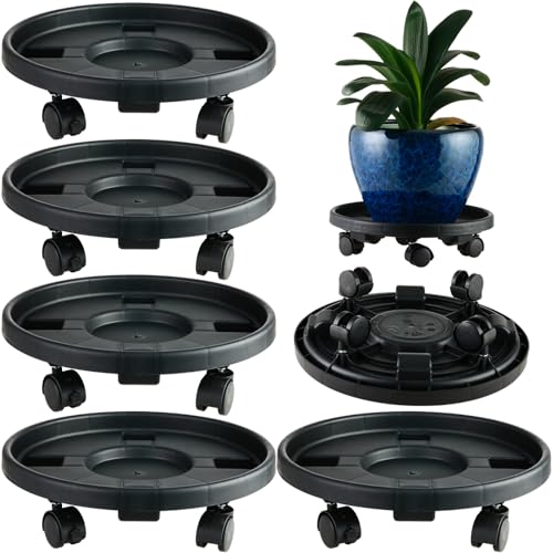 5 Pakcs Large Plant Caddy with Wheels 15.8" Rolling Plant Stands Heavy-duty Plastic Plant Roller Base Pot Movers Plant Saucer on Wheels Indoor Outdoor Plant Dolly with Caster Tray Coaster Black - color: Black