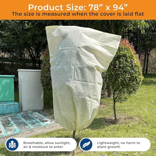 Plant Covers Freeze Protection Large, 78''W x 94’’H Shrub Covers with Zipper and Drawstring, Frost Cloth for Winter, Outdoor Plant Blankets for Cold Weather - size: 78’’W x 94’’H(1 Pack)