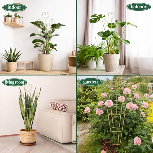 2 Pack 30'' Large Metal Plant Trellis for Climbing Plants, - color: Golden-2pcs