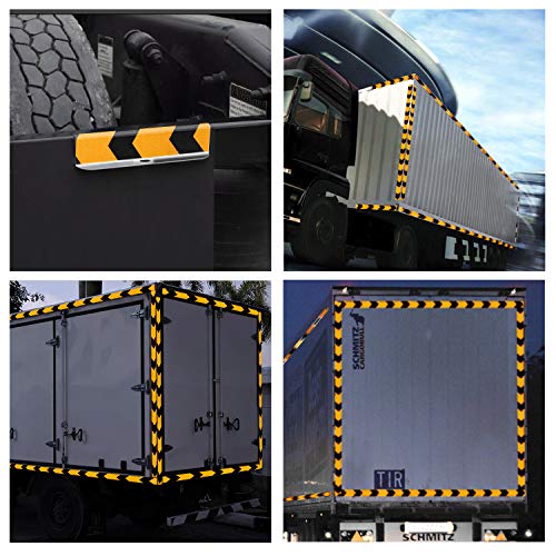 SEVEN SPARTA Arrow Reflective Tape for Trailers, Black/Yellow, 2in x 100ft - color: Black and Yellow