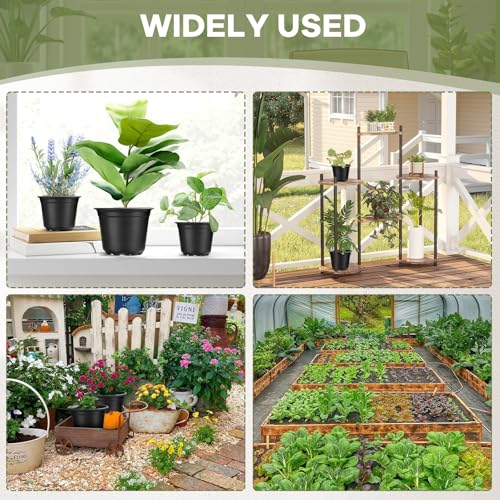 3 4 5 6 Inch Nursery Pots, Plastic Plant Pot with Drainage Hole, Seedling Starter Pots for Succulents (3 Inch-50 Packs) - size: 3 Inch-50 Pack