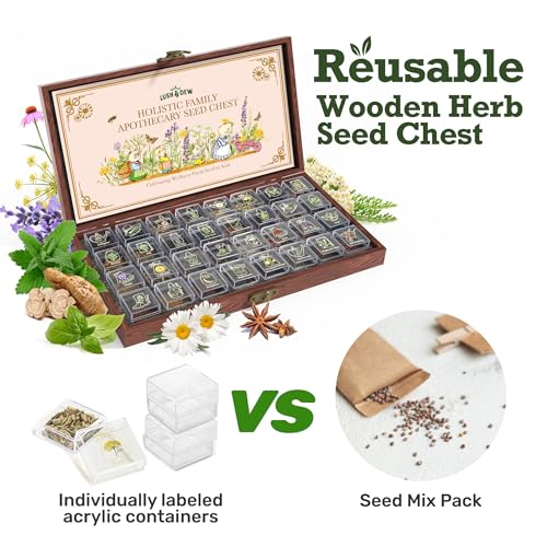 Lush&Dew Holistic Family Apothecary Seed Chest, 30000+ Medicinal Herb Seeds - style: Holistic Family Herbs