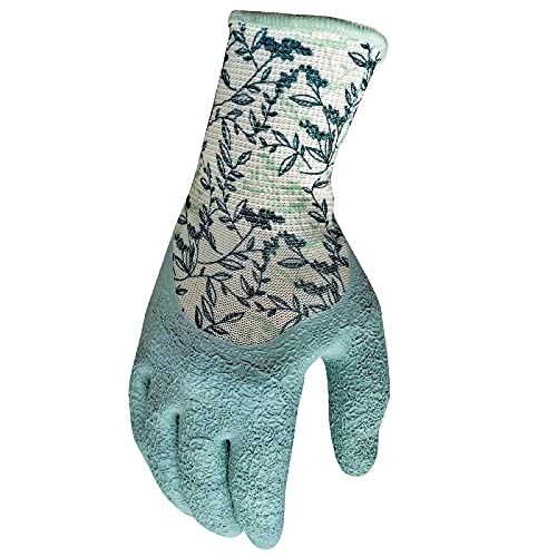 Digz Long Cuff Stretch Knit Garden Gloves with Full Finger Latex Coating - size: Small