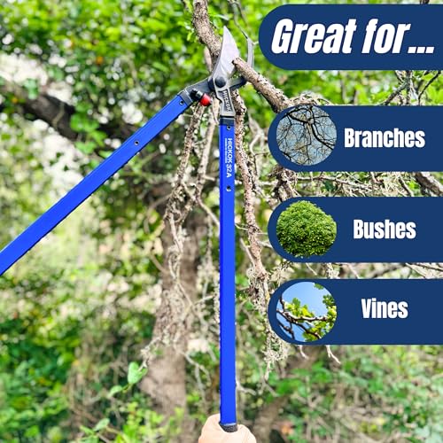 Hickok Heavy Duty Loppers for Tree Trimming – 32" Branch Cutter & Pruning Shears with Long Handle | Lightweight Aluminum Tree Trimmer | Professional-Grade Pruner Made in USA
