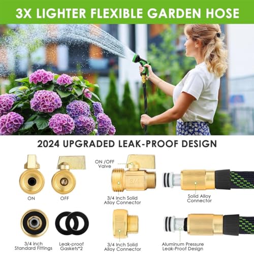Upgraded 50FT Expanding Garden Hose with 10 Pattern Spray Nozzle