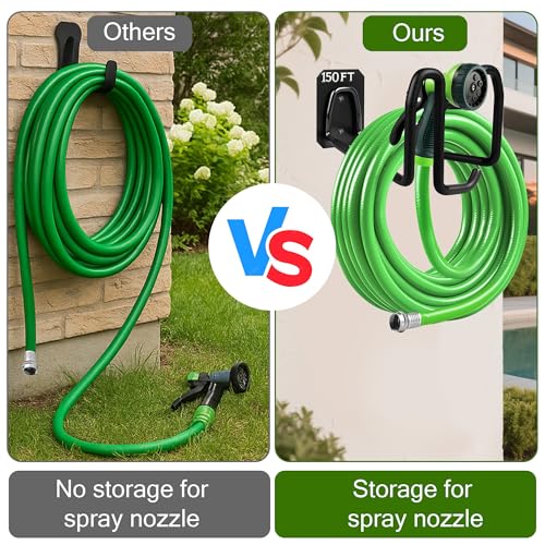 Garden Hose Holder Wall Mount Water Hose Holders for Outside - color: 1pc Black