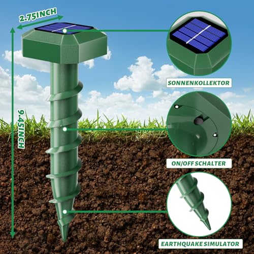 Mole Repellent in Lawn Snake Repellent Solar Powered,Groundhog Repellent Stakes,Animal Control, Vole Deterrent Waterproof Spikes Drive Away Burrowing Animals from Lawns and Yard,10 Pack