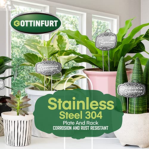Updated Metal Plant Labels for Garden, 25 Pack Stainless Steel DIY Plant Markers Waterproof for Flowers Pots, Vegetables, Seedlings - color: Black