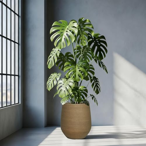 11.8" H Wood-look Plastic Tapered Planters with Drainage Holes and Plug - color: Wood-like, size: 11.81"