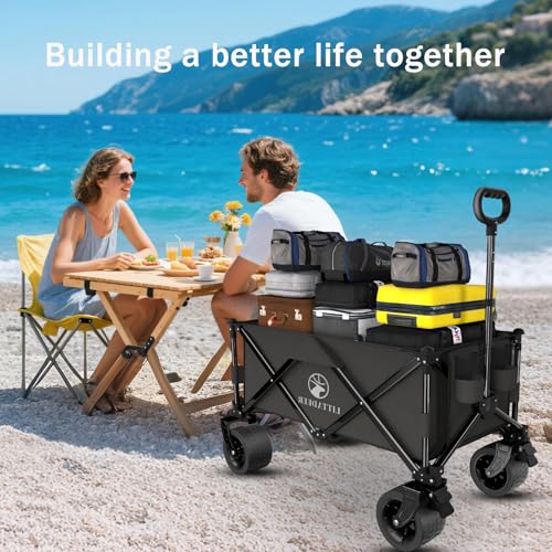 Folding Beach Wagons Carts Foldable, 460LBS Weight Capacity