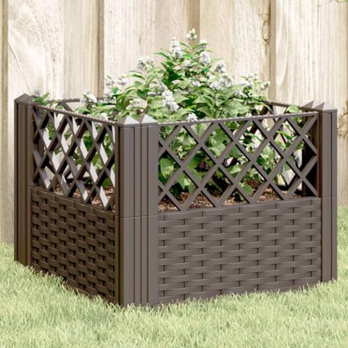 Garden Planter with Pegs Brown 17.1"x17.1"x17.1" PP - color: Brown