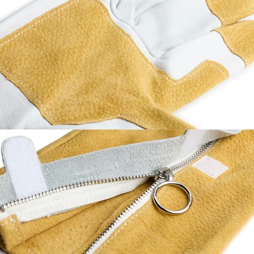 OGRE Zip-Up Rose Pruning Gloves, Long Leather Thorn Protection - size: Medium