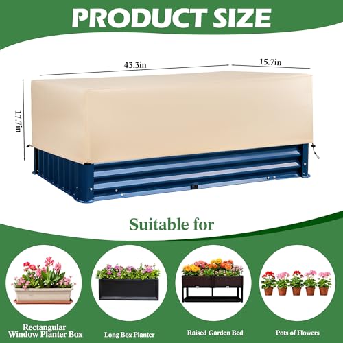 Plant Freeze Protection Cover 2 Pack with Elastic Drawstring, 3.54 oz/yd² Winter Frost Blanket Cloth Planter Box Covers for Raised Garden Bed Outdoor Flowers Potted, 43.3 x 15.7 x 17.7INCH - size: 43.3 x 15.7 x 17.7 INCH