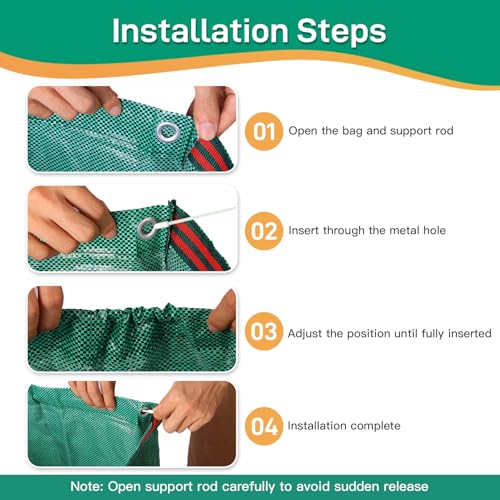 2 Pack 53 Gallon Reusable Yard Waste Bags, Dustpan-Type Leaf Collector Bag, Collapsible Heavy Duty Leaf Bags, Standable Garden Waste Bags for Collecting Leaves, Lawn Grass, Clippings and Branches