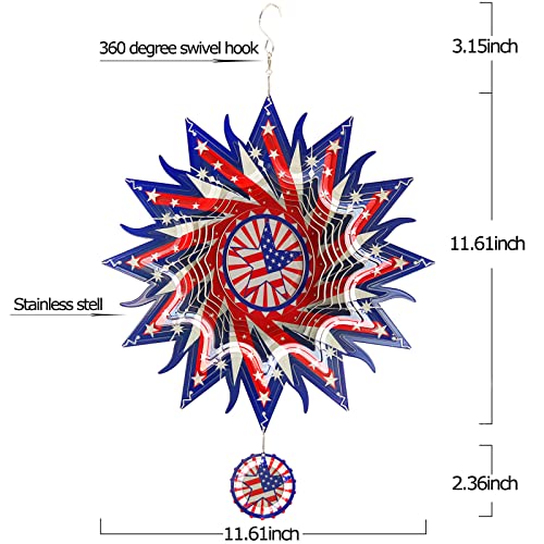 DJUAN 12in American Flag Patriotic Wind Spinner Gifts for Men Dad - color: 3-american Flag