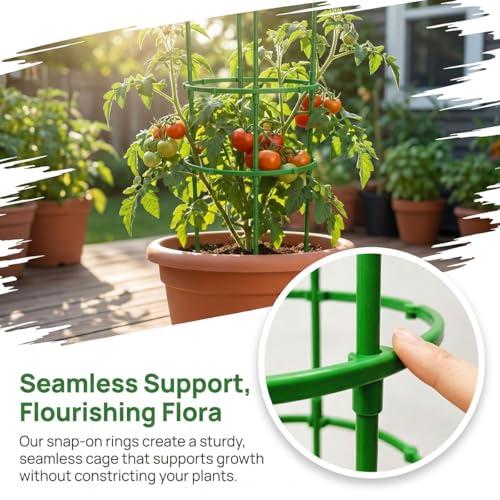 9 Packs Plant Support Stakes, 20 Inch Half Round Stackable 3 Tier Garden Flower Support Cages for Tomato, Monstera, Peony, Hydrangea, Climbing Plants Indoor Outdoor