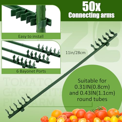 50 Pcs Adjustable Plant Stake Arm for Tomato Cage 11" Stake Connector