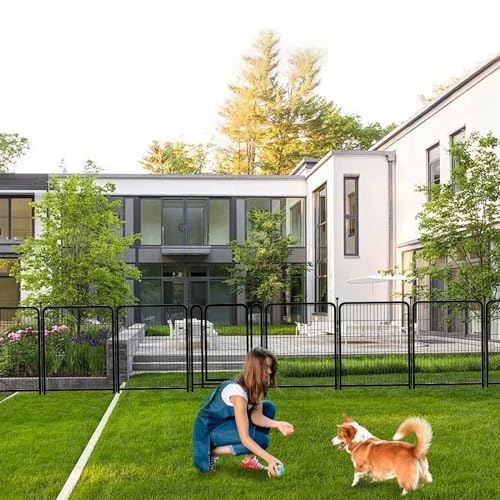 Getlay Dog Playpen 24 inch(H) 16 Panels Dog Fence Outdoor for Yard. Metal Dog Pen Heavy Duty Pet Puppy Exercise Pen for Rv Camping Garden Yard, Wide Door Low Threshold Dog Fence Total 31.4 Ft(L)