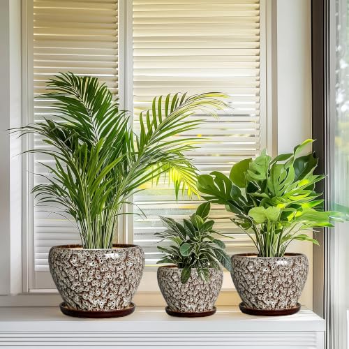 10+8+6 Inch Plant Pot, Ceramic Pots for Plants, White Leopard - color: Leopard White