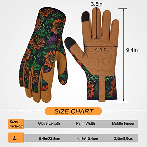 Leather Gardening Gloves for Women Thorn Proof Garden Gloves Touch Screen Working Gloves Gifts - color: Colorb, size: Large