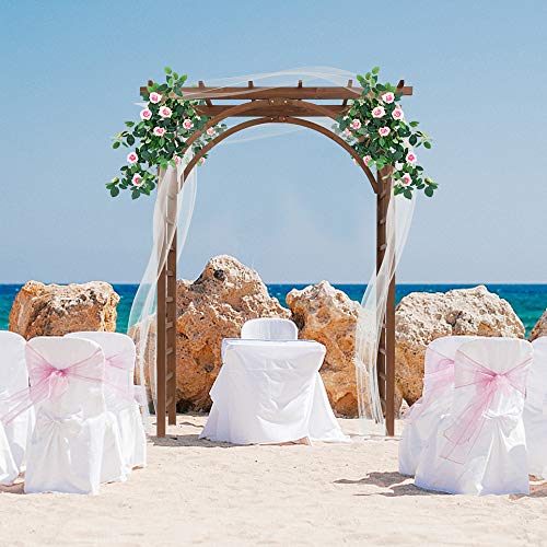 VINGLI 7FT Wooden Arbor Garden Arch, Outdoor Wedding Arch for Ceremony, Wood Trellis for Plant Climbing, Christmas Decor for Garden Backyard, Lawn