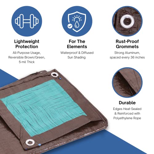 Kotap 40 x 60 Ft. All-Purpose Multi-Use Protection/Coverage 5-mil Poly Tarp, Reversible, Waterproof, Brown/Green, (TBG-4060) - color: Brown/Green, size: 40 x 60 Ft.
