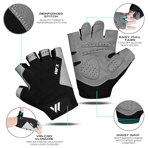WESTWOOD FOX Gym Gloves Fitness Training Anti Slip Shock-Absorbing Weight Lifting Gloves Padded Grip Breathable Fingerless Workout Support for Men Women Cycling Exercise - color: Without Wristband, size: Large