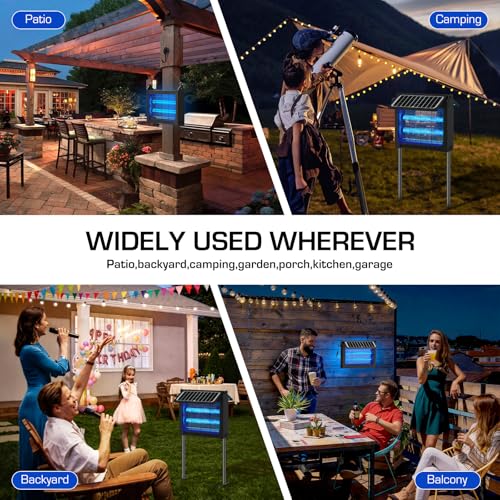 Solar Bug Zapper Outdoor with Dual Solar Panels, 4500V Mosquito Zapper - color: Black