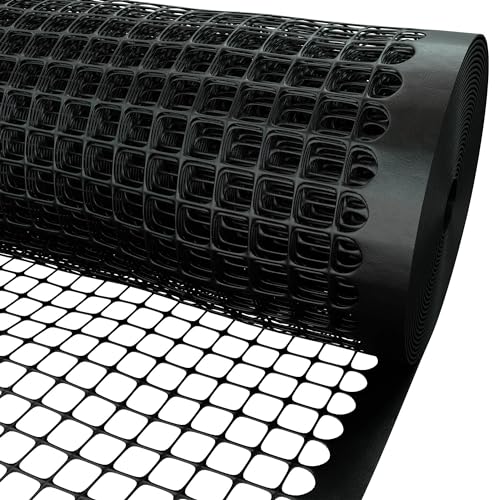 3/4" Square Mesh Plastic Fence Roll (4' x 100' - Black) - Unobtrusive 4 Foot High Temporary Garden Fencing Netting to Protect Plants, Patio, Porch, Yards and Outdoor Spaces from Deer & Animals - color: Black, size: 4' x 100'