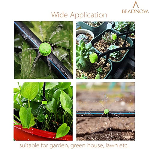 BEADNOVA Drip Irrigation Emitters 50 Pcs Irrigation Drippers 360 Degree System Emitters Sprinklers Drippers for Drip 1/4 Inch Tube Gardening (Green) - color: 50pcs